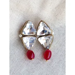 BeAbhika Gold-Plated Crystal Earrings With Pearl Center And Teardrop-picture-28