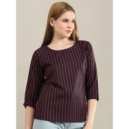 bearbrother Women Striped Round Neck Regular Top-picture-27