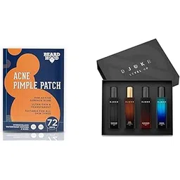 Beardhood Acne Pimple Patch | 72 Hydrocolloid Waterproof Patche and Djokr Perfume Gift Set for Men Pack of 4x20 ML-picture-22