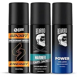Beardo Sport Energy Deodorant 150ml, Mariner Captain Jack 120ml & Power Perfume Deo 150ml (Set of 3)-picture-15