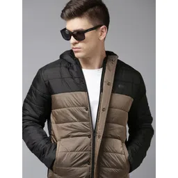 BEAT LONDON by PEPE JEANS Men Black & Dark Beige Colourblocked Lightweight Puffer Jacket-picture-35