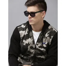 BEAT LONDON by PEPE JEANS Men Black Camouflage Print Hooded Front-Open Sweatshirt-picture-26