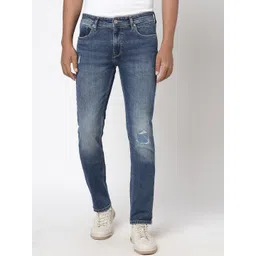 BEAT LONDON by PEPE JEANS Men Blue Slim Fit Low-Rise Cotton Regular Jeans-picture-22