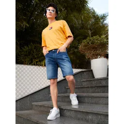 BEAT LONDON by PEPE JEANS Men Blue Washed Dannie Chinox Denim Shorts-picture-16