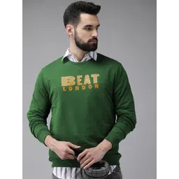 BEAT LONDON by PEPE JEANS Men Green Printed Pure Cotton Pullover Sweatshirt-picture-23