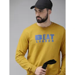BEAT LONDON by PEPE JEANS Men Mustard Printed Pure Cotton Pullover Sweatshirt-picture-25