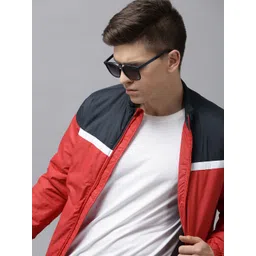 BEAT LONDON by PEPE JEANS Men Red & Navy Blue Colourblocked Lightweight Padded Jacket-picture-30