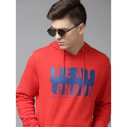 BEAT LONDON by PEPE JEANS Men Red Brand Logo Printed Hooded Sweatshirt-picture-24