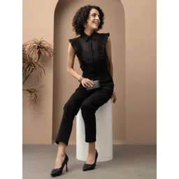 Beatnik Georgette Shirt Style Ruffle Top-picture-24