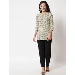 Beatnik Light Green Geometric Printed Kurti image 3