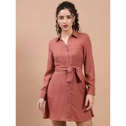 Beatnik Shirt Collar A-Line Dress-picture-20