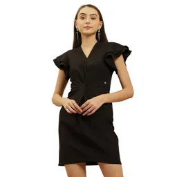 Beatnik V-Neck Flutter Sleeve Sheath Mini Dress-picture-13