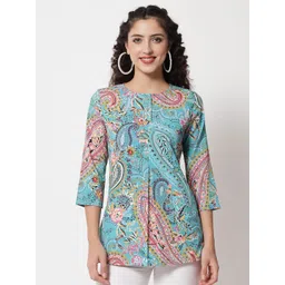 Beatnik Women Blue Paisley Printed Tops-picture-15