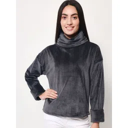 Beatnik Women Turtle Neck Striped Sweatshirt-picture-10