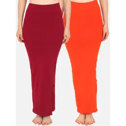 Beau Design Women Pack Of 2 Maroon & Orange Solid Saree Shapewears-picture-16