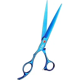 Beauté Secrets Hair Cutting Scissors 7 Inches Professional Dog Cat Grooming Shears with Round Blunt Tip Stainless Steel, Dog Curved Scissors for Grooming Cats Dogs Grooming Tools, Blue (Straight)-picture-11