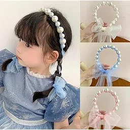 beauty flow 1pcs White Colour Korean Pearl Ribbon Hairband Ponytail hairband for Girls kids Women Bow Hairtie Hairband Headband-picture-10