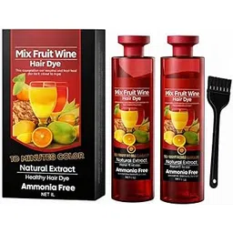 Beauty Mix Fruit Wine Hair Color Gel With Free HAir Dye Brush Fruit Vinegar Color For Men And Women, Ammonia Free For Hair Care Natural Black hair Dye Colour 1000 ML-picture-26