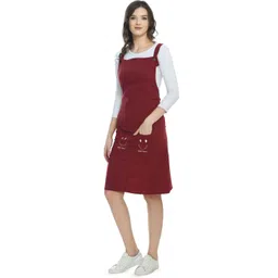 beautylife Women Maroon, White Dungaree-picture-24