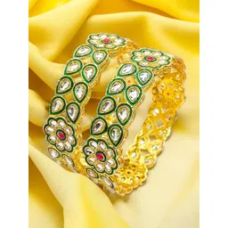 BeautyTrends Set Of 2 Gold-Plated Kundan-Studded Bangles-picture-15