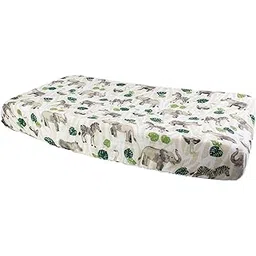 Bebe au Lait Jungle Muslin Changing Pad Cover, Green, One Size-picture-12