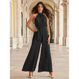 bebe Halter Neck Striped Basic Jumpsuit-picture-10
