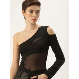 bebe One Shoulder Cut-Out Detail Bodysuit-picture-18