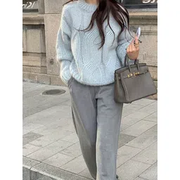 bebe Round Neck Cable Knit Crewneck Sweater-picture-26