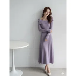 bebe Women Boat Neck A-Line Midi Dress-picture-27