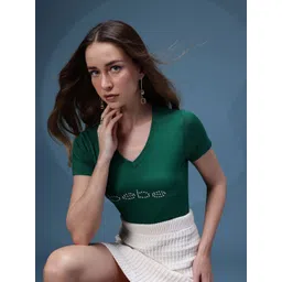 bebe Women Brand Logo V-Neck T-shirt-picture-29