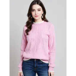 bebe Women Cable Knit Pullover-image-2