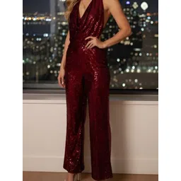 bebe Women Embellished Halter Neck Basic Jumpsuit image 4