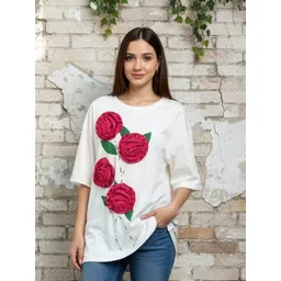 bebe Women Floral Printed Round Neck Casual Cotton T-Shirt-picture-37