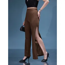 bebe Women Future Glam High-Rise High Slit Bootcut Trousers-picture-18