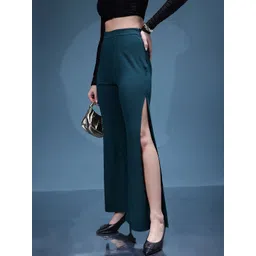 bebe Women Future Glam High-Rise High Slit Bootcut Trousers-picture-17