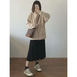 bebe Women Mock Collar Self Design Open Front Jacket-picture-33