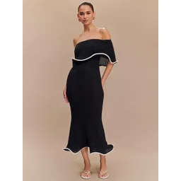bebe Women Off-Shoulder Bodycon Midi Dress-picture-10