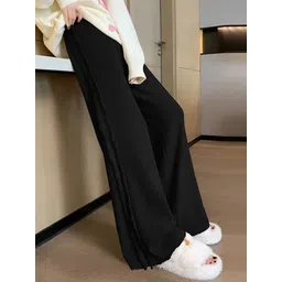 bebe Women Relaxed Straight Leg Loose Fit High-Rise Trousers-image-29