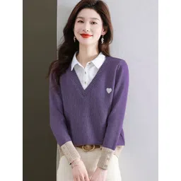 bebe Women Ribbed V-Neck Pullover-picture-21