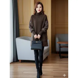 bebe Women Self Design Turtle Neck Pullover Sweater-picture-30