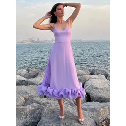 bebe Women Solid Fit & Flare Midi Dress-picture-15