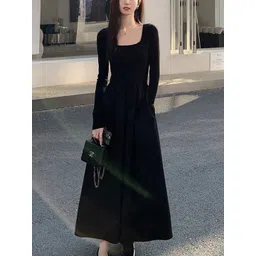 bebe Women Square Neck Fit and Flare Maxi Dress-image-17