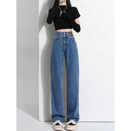 bebe Women Straight Fit High-Rise Heavy Fade Jeans-picture-43