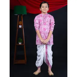 BEBE UNICORN Boys Floral Printed Regular Kurta with Dhoti Pants-picture-12