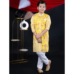 BEBE UNICORN Boys Floral Printed Regular Pure Cotton Kurta with Pyjamas-picture-31