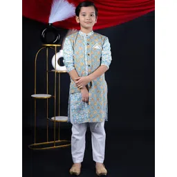 BEBE UNICORN Boys Floral Printed Regular Pure Cotton Kurta with Pyjamas-picture-19