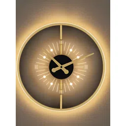 Bebo Creations Gold-Toned & Black Round Shaped Analogue Minimalist Wall Clock-picture-28