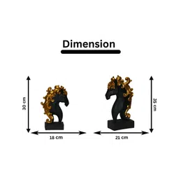 BECKON VENTURE Black 2 Pieces Horse Statue Showpiece image 2