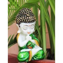 BECKON VENTURE Green & White Buddha Idol Showpiece-image-8