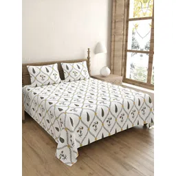 BED-SHEET.COM Yellow Ethnic Motifs 240 TC Cotton King Bedsheet with 2 Pillow Covers-picture-21